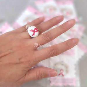 Pink Ribbon Breast Cancer Awareness Stretch Ring Fight for Cure